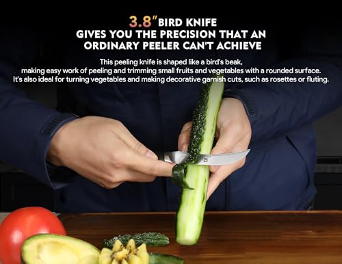 Piklohas Kitchen Knife Set, 3 Piece German High Carbon Stainless Steel Professional Chef Knife, Nakiri Knife thumb #3