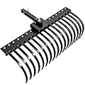 YITAMOTOR 48" Tow Behind Landscape Rake, 2" Receiver Lown Dethatcher Rack with 17 Steel Tines for ATV/UTV & 3-Point Hitch Systems Tractor, for Leaves, Debris, Grass, Pine Needles