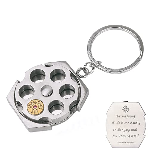 XinSiChen Stainless Steel Spinning Game Fidget Key Chain Key Ring Novelty Gift For Boyfriend Dad Father