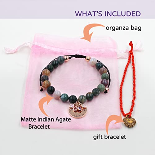 Image of With You Grandma Bracelet - Handmade Adjustable Rose Gold Plated Round Cubic Zirconia Charm Natural Stone Bracelet for Grandmother Y3758