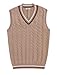 COOFANDY Men's V Neck Sleeveless Sweater Vest Slim Fit Casual Knitted Sweater Vest Twisted Pullover Khaki