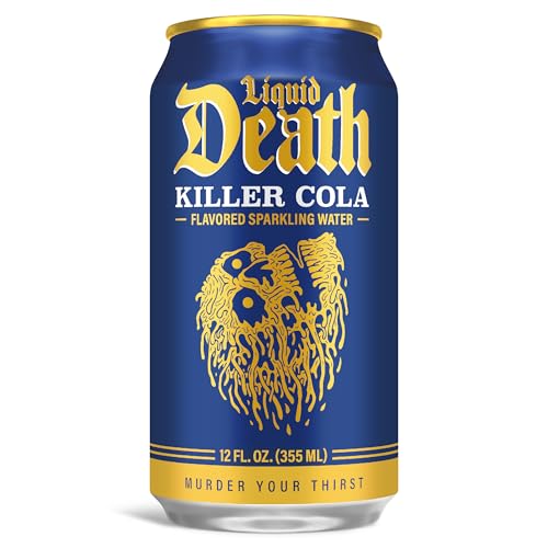 Liquid Death, Killer Cola, Soda-Flavored Sparkling Water, 12-Pack (12oz Cans), Low Calorie & No Artificial Sweeteners