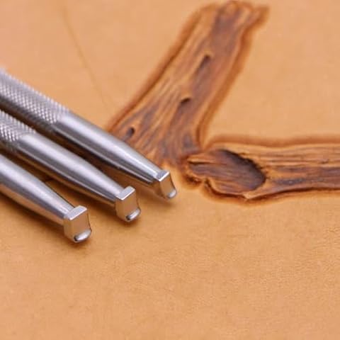 Leather Stamps Back Beveled Stamps 304 Stainless Steel Stamping Tool Arc Angle Beveling Set 3Pcs Professional LeatherCrafts Carving DIY Kit Cover
