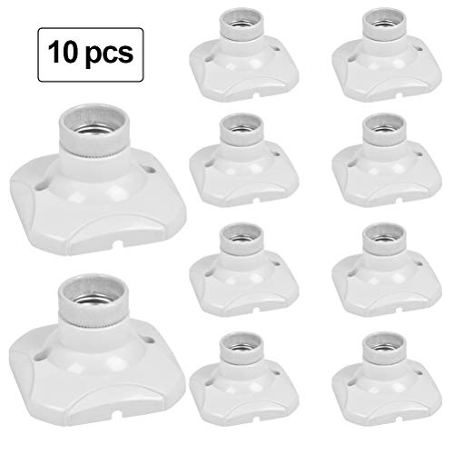 QLOUNI E27 Screw Light Bulb Socket Holder, E27 Lamp Fitting Holder Base, Screw Lamp Socket Holder, AC 220-250V, White