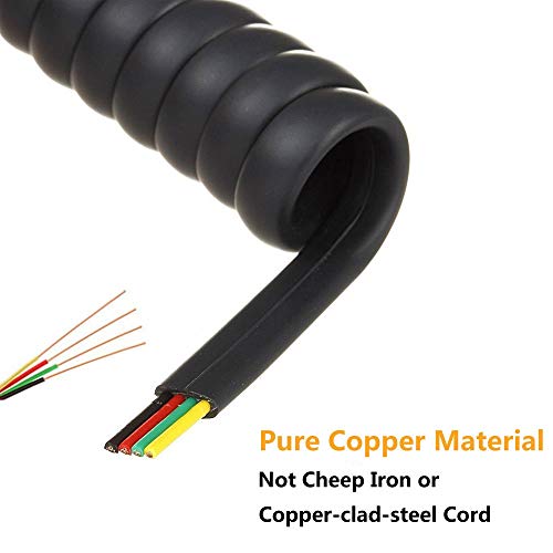 Image of Telephone Handset Cable,Phone receiver cable Coil Cord, RJ9 /RJ10 Cable,Landline Phone handset Spiral wire,Black, 1 Pack, (Ucoiled 8 Feet /2.5 M, 1)