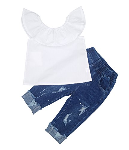 Chumhey Baby&Toddler Girls Summer Off Shoulder Shirts Jeans Clothing Sets,18-24 Months Chumhey Baby&Toddler Girls Summer Off Shoulder Shirts Jeans Clothing Sets,18-24 Months