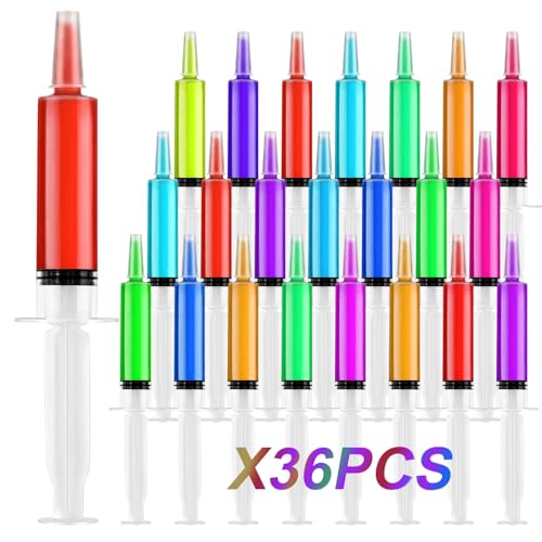 Kid2Kit 36 Packs Jello Shot Syringes with Caps, 20mL Syringes for Jello Shots Reusable BPA-Free,