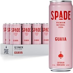 Spade Soda Guava 12 Pack, Premium All-Natural, No Sugar, No Calories, Electrolytes, Magnesium, Potassium, Healthy Non GMO, Sweet Quality Stevia, No Artificial Sweeteners, Great Taste, Bold Taste