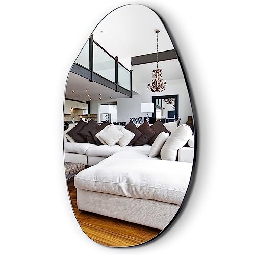EVENLIVEAsymmetrical-MirrorIrregular-Wall-MirrorUnique-Vanity-MirrorModern-MirrorOrganic-Cool-MirrorAsymmetry-Shaped-Mirrorfor-entryway-Bedroom-Living-Room-Wall-DecorOval-335x-196