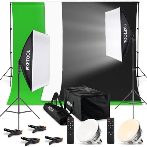 Set Studio Fotografico Completo - Green Screen 3x3m, Softbox, Luci LED, Supporti - Per Foto, Video E Streaming - Foto 6