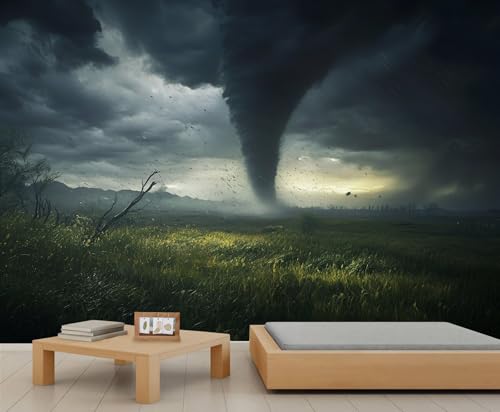 Papier peint à décoller et à coller météo 3D Tornado pour mur