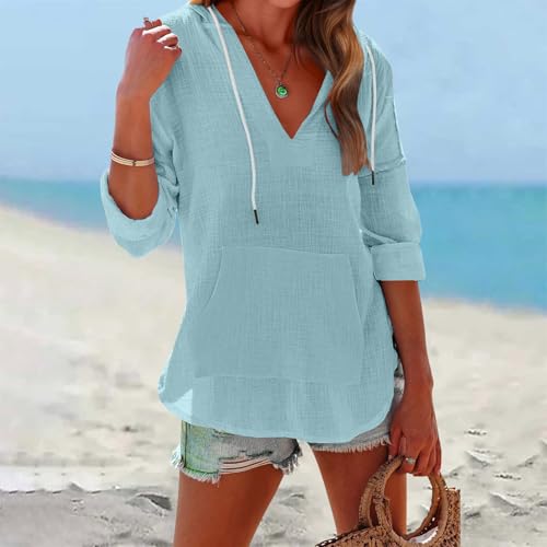 Beach Cover Up for Women with Code EAM2OSAZ - Hooded Linen Top - Image 3