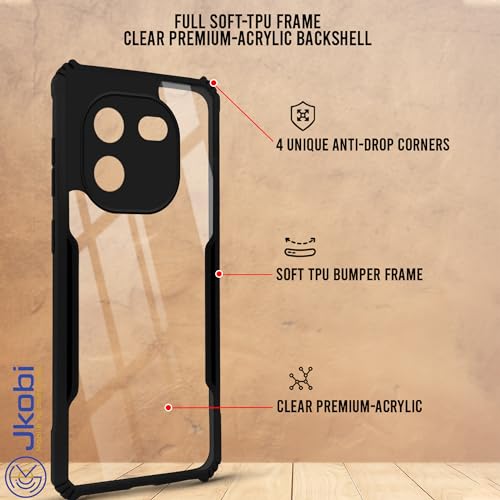 Image of Jkobi Back Cover Case for Vivo iQOO 12 Pro (Shockproof with Polycarbonate Clear Panel | Professional Black)