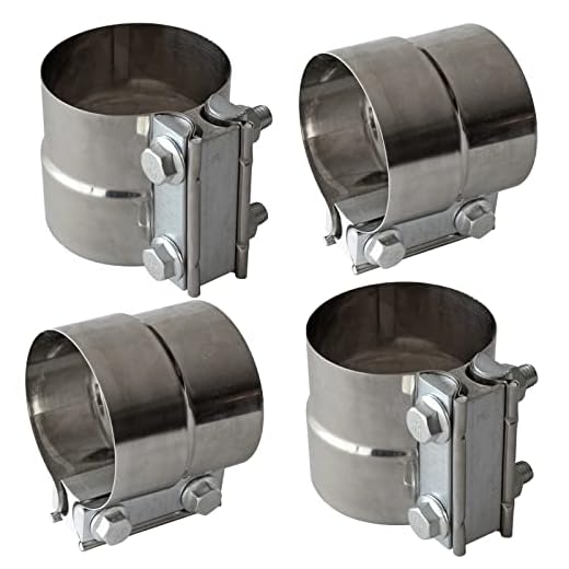 Exhaust Band Clamp 2.5 Inch Joint Exhaust Pipe Muffler Clamp Band 304 Stainless Steel(4 Pack 2.5" Lap Joint Exhaust Clamp)