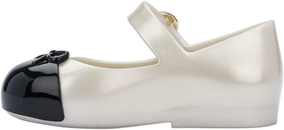 mini melissa Sweet Love Cap Toe Mary Jane Dress Shoes for Toddlers & Little Kids - Jelly Flats for Girls with Cute Bow, Toe Accent and Adjustable Straps, Toddler Girl Flats
