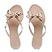 Libbook Womens Studded Sandals Flat Jelly Shoes Thong Flip Flops with Bow Stud Slip On Summer Beach Rivets Dressy Slides