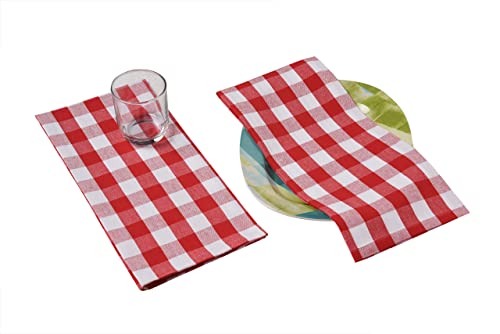 [20"X30", 6 Pack] Premium Kitchen Towels And Dishcloths Sets, Cotton Dish Towels For Kitchen, Buffalo Check Red Dish Cloths For Washing Dishes, Hand Towels For Kitchen, Tea Towels & Bar Mops #TOP1