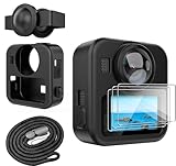 Lemxiee Custodia per GoPro MAX2 Cover Accessori + [3 Pezzi] Pellicola Vetro Temperato per GoPro MAX 2