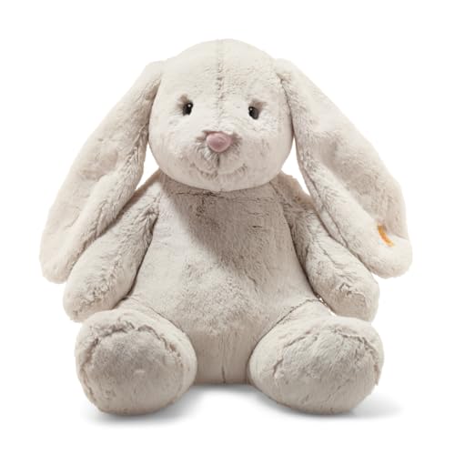 Steiff Kuscheltier Hoppie Hase, S&uuml;&szlig;es Stofftier mit Kunststoffaugen, Kinder, Jungen & M&auml;dchen, Friends, Pl&uuml;schtier 48 cm, Hellgrau, 080913