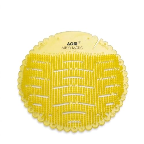 Image of AIR O MATIC Urinal Screen Mat Lemon (Yellow, Medium) -20 Pieces Urinal Screen Mat for Men's Restroom, Lemon Scented