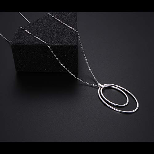 DAOCHONG 925 Sterling Silver Long Chain Sweater Large Necklace for Women Statement Pendant Fringe Necklaces Jewelry4
