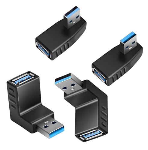 Image of ( 6 Models USB 3.0 Adapter 90 Degree Male to Female Connector & USB 3.0 Adapter 90 Degree Male to Female Coupler Connector Plug Left and Right Angle, Up, Down, Straight