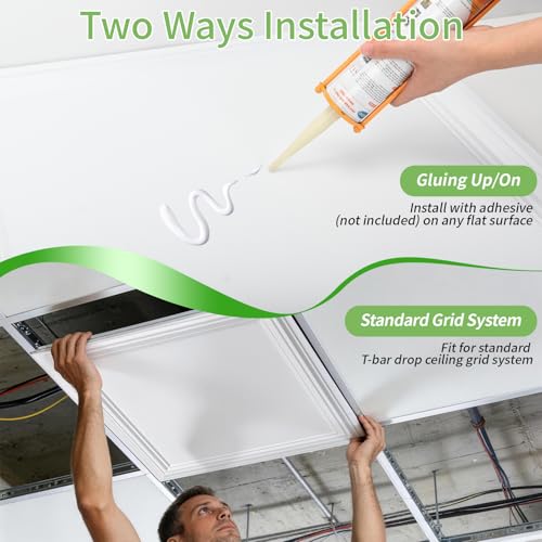 Art3d Decorative Drop Ceiling Tiles 24 x 24 Inch, 36 Pack of PVC Ceiling Tiles Glue Up for Room and Commerical Decor, Covers 144 Sq.ft., Multi-Pack, White by Art3d - Used condition - Image 7