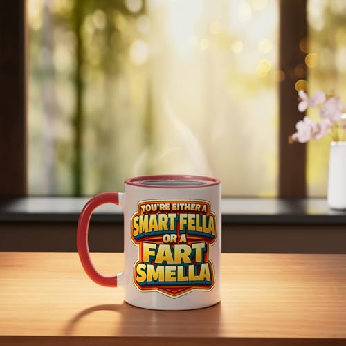 Taza de cerámica con diseño divertido 11 onzas rojo/blanco miniatura 3