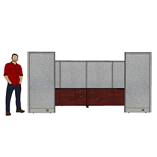 GOF Double 4 Person Workstation Cubicle (C-12\'D x 12\'W) / Office Partition, Room Divider (60\" H Cubicle with Desk, Espresso) - Thumbnail 4