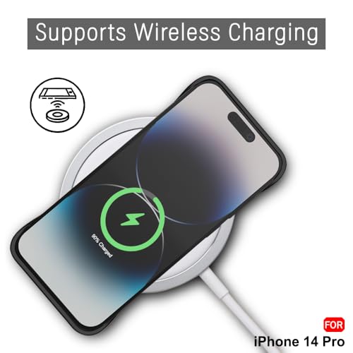 Image of TheGiftKart Hybrid Ultimate Slim Back Case Cover for iPhone 14 Pro | Lightweight Profile | Hard Back Case Cover for iPhone 14 Pro (PC & TPU, Metal Camera Ring, Leather Texture Finish, Black)