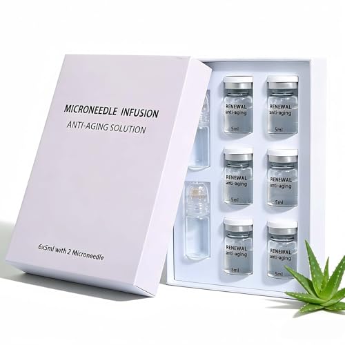 6PCS Micro Infusion System for Face Microneedling Serum with Hyaluronic Acid & Collagen 0.05mm Stamp Micro Needling Kit for Deep Hydration Firming and Skin Care At Home