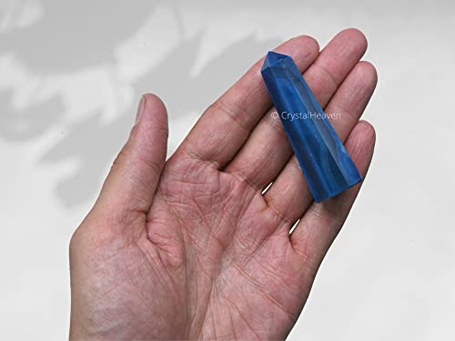 Image of Crystal Heaven Certified Blue Agate Crystal Tower Obelisk Point For Chakra, Healing And Balancing - Aaa Grade Original Certified Gemstone Agate For Reiki Meditation Yoga Spiritual (2-3 Inches)
