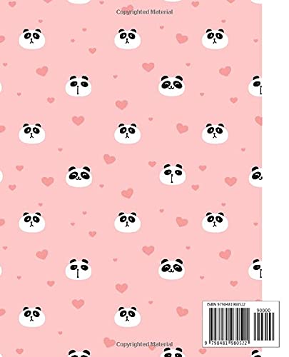 Panda Bear Composition Notebook: Cute Panda Bears With Hearts Composition Book Wide Ruled, Kawaii Pa