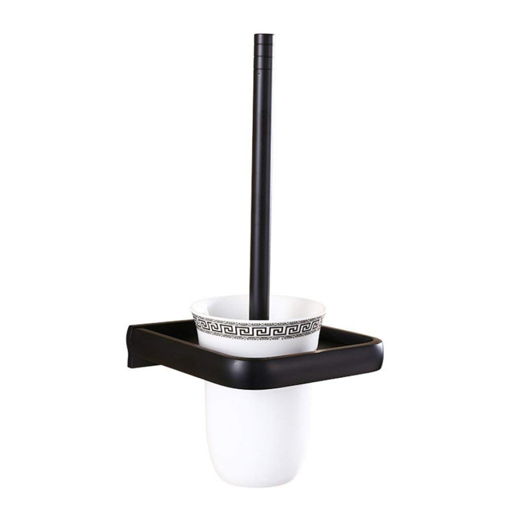 GZZ Conjunto de Cepillo Retro para Inodoro, Soporte de Cepillo de Inodoro de Aluminio Accesorios de Inodoro Negro Cepillo de tazón de Inodoro Continental Cepillo de baño de Pared