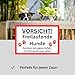 Vorsicht freilaufende Hunde Schild 30cm x 20cm Gartenzaun Gartentor Warnschild Witterungsbeständig Einbruchschutz 3mm Hartschaumplatte