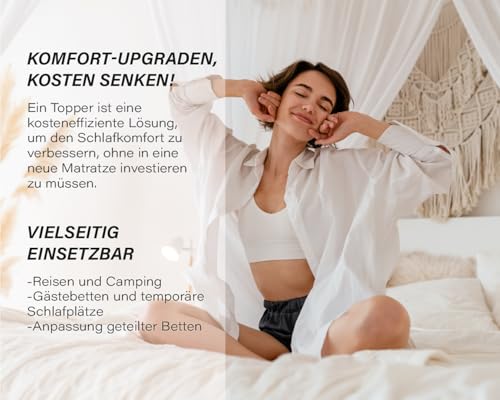 Essence Sleep Schaumstoffplatte mit Bezug, Polster, Matratze Auflage, Topper – Schaumstoff für DIY-Projekte z.B. Sitzpolster oder Haustierbett, 180 x 200 cm, Höhe 5cm