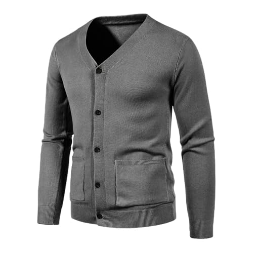 Cardigan décontracté en tricot pour homme pull ouvert col V automne hiver