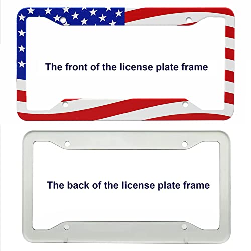 American Flag License Plate Frame 2Pack Car License Plate Frame License Plate Frame For Women Men Aluminum Metal License Plate Frame Automotive Universal License Plate Frame Car Number Plate Frame #TOP2