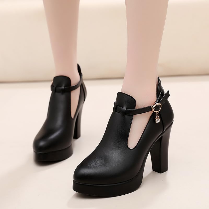 Womens Mary Jane Platform High Heels Chunky Block Heel Closed Toe Pumps Buckle Strap Wedding Dress Shoes4