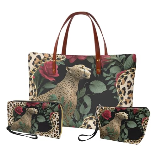 Image of Top Handle Purse for Women, Large Tote Handbag With PU Wallet Set, Gift for Mom