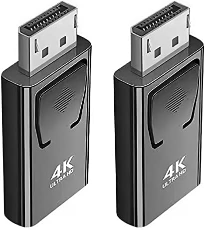 Displayport to HDMI Adapter(2 pack), SK Depot 4K DP to HDMI Converter Displayport 1.4V Nickel Plated for Desktop, Laptop, Projector, HDTV (DP Male to HDMI Female, Black & Silver, 2 Pack)
