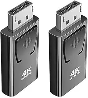 Displayport to HDMI Adapter(2 pack), SK Depot 4K DP to HDMI Converter Displayport 1.4V Nickel Plated for Desktop, Laptop, Projector, HDTV (DP Male to HDMI Female, Black & Silver, 2 Pack)