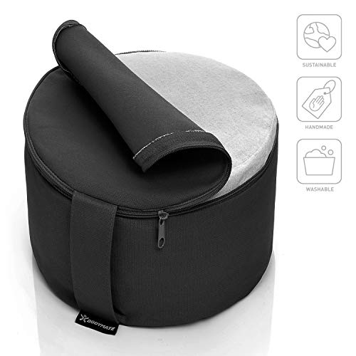 BODYMATE Extra hoog yogakussen rond 31 cm diameter 20 cm hoog met boekweit-spelz vulling – machinewasbare overtrek van 100% extra dik katoen – meditatiekussen – zitkussen - Image 3