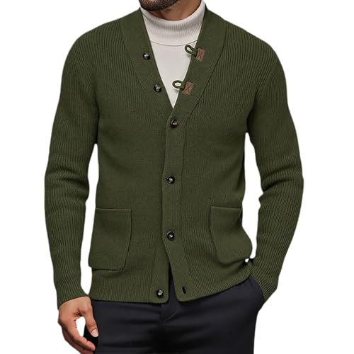 Pull tricoté à col en V homme thermique et pratique à poches