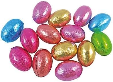 Solid Milk Chocolate Foiled Mini Easter Eggs – 50 Eggs Bulk Pack – Kids Easter Egg Hunt, Party Bags, School Prizes, Adults & Kids Easter Treats