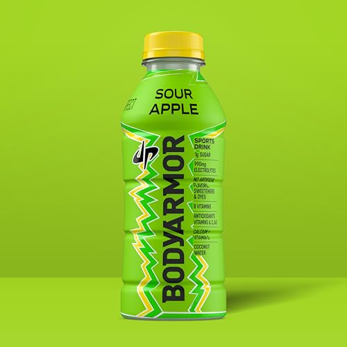 Image of BODYARMOR LYTE, Dude Perfect Sour Apple, Electrolyte Drink, 16 Fl Oz Bottles (12 Pack), Coconut Water Sports Drink, Natural Flavor & B Vitamins
