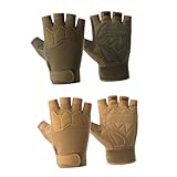 ORFOFE Halbfinger Fahrradhandschuhe Herren Antirutsch Fitness Handschuhe Taktische Outdoor Handschuhe Atmungsaktiv Stoßfest Mit Verstärkter Handfläche Braun