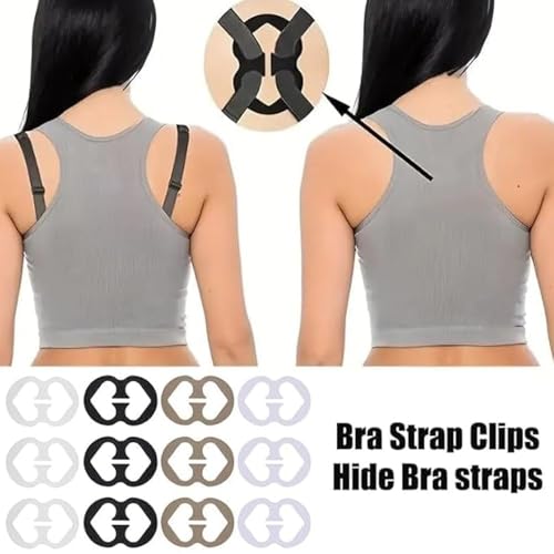 Image of Bra Strap Clips,12 Bra Clips and Bra Straps Holder Women's Black,White,Beige for Full Cup Size