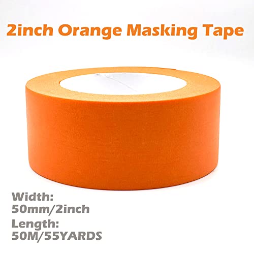 Image of Orange Masking Tape 2 inch x 55 Yards, Orange Painters Tape 2 inch Wide Paper Tape for Arts DIY Crafts Painting Labeling Decoration School Projects Home Office
