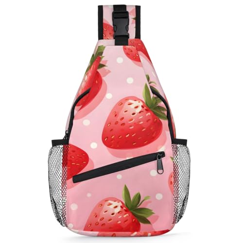 Sling sac à bandoulière imprimé fraise durable pour voyage et école